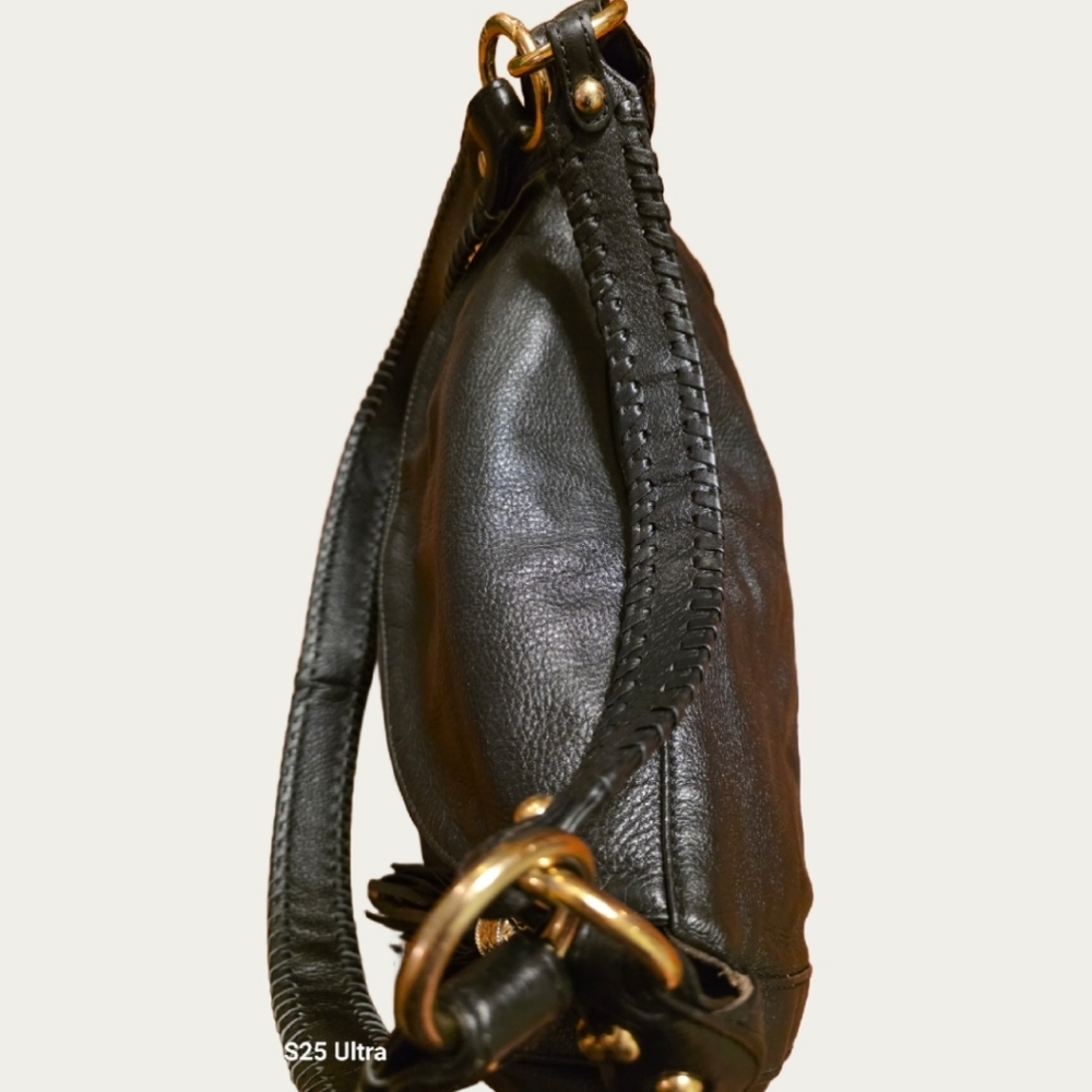 Onna Ehrlich Rachel Black Pebbled Leather Shoulder Bag - Picture 9 of 14
